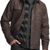 41arxKdpNoL.jpg Men's Flannel Lined Shirt Jackets, Long Sleeved Rugged Plaid Cotton Brushed Suede Shirt Jacket