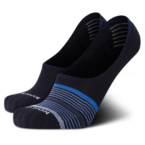 Mens No Show Socks - 2 Pack Breathable Cotton Invisible Liner Low Cut Socks for Men with Heel Grip (Sizes: 7-12)