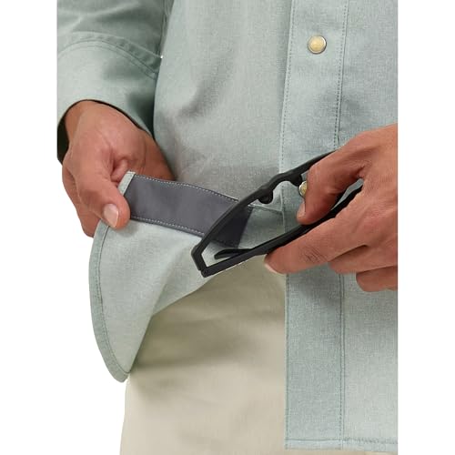 by Wrangler Men's Western Drover Button-Down Shirt, Iceberg Green