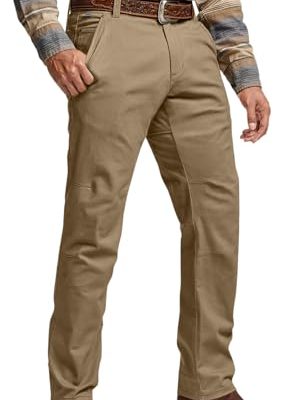 Men's Motion Utility Casual Pants, Regular Fit Lightweight Work Pants, Water Resistant Outdoor Stretch Pants with Pockets