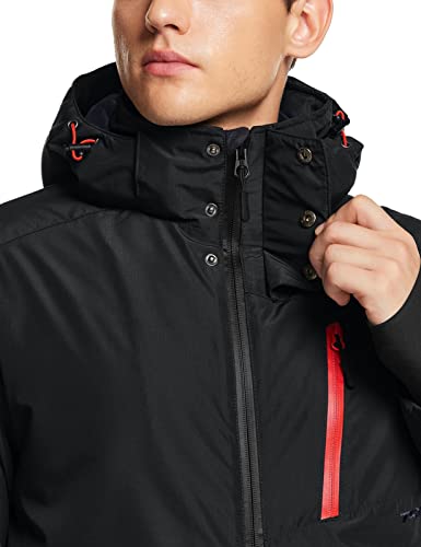 Men's Winter Ski Jacket, Waterproof Warm Insulated Snow Coats, Cold Weather Windproof Snowboard Jacket with Hood