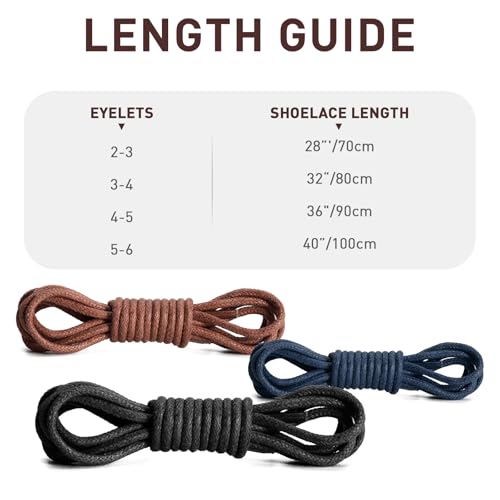 Waxed Shoe Laces for Cole Haan Business Oxford Boots, 3/32"(2.5mm) Dress Mens Chukka Shoelaces Replacement Strings