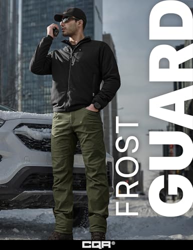 Men's Winter Fleece Lined Pants, Water-Resistant Outdoor Stretch Work Pants, Windproof Casual Pants with Pockets