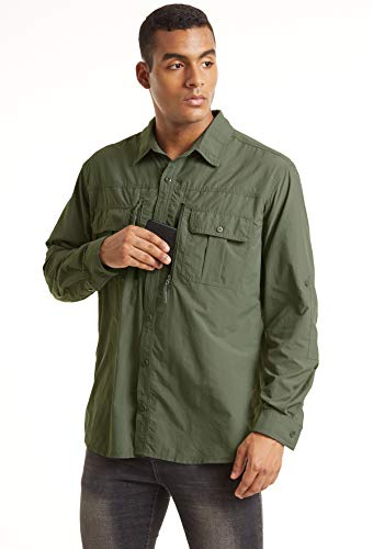 41grqCdgNbL.jpg Fishing Shirt for Men, Long Sleeve Shirt Quick Dry Fit, Tactical Shirt Button Up, Work Shirt Lightweight Safari
