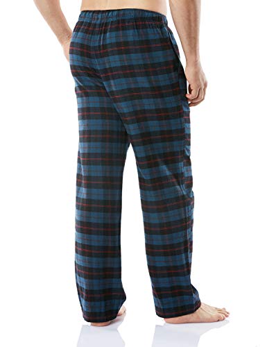Men's 100% Cotton Plaid Flannel Pajama Pants, Brushed Soft Lounge & Sleep PJ Bottoms with Pockets