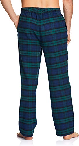 Men's 100% Cotton Plaid Flannel Pajama Pants, Brushed Soft Lounge & Sleep PJ Bottoms with Pockets