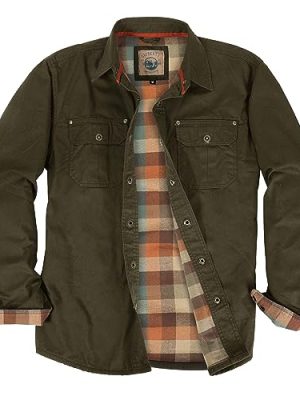 41kVmWRitUL.jpg Men's 100% Cotton Brushed and Soft Twill Shirt Jacket with Flannel Lining