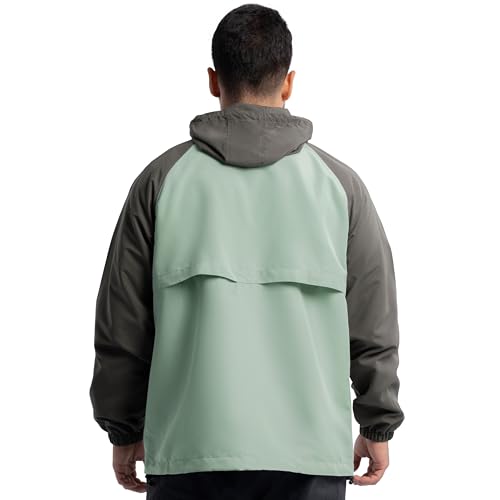 Men's Water Repellent Colorblock Raglan Half Zip Packable Windbreaker Jacket