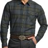 Men's All Cotton Flannel Shirt, Long Sleeve Casual Button Down Plaid Shirt, Brushed Soft Outdoor Tactical Work Shirts