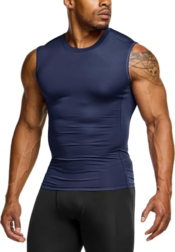Men's Sleeveless Workout Shirts, Dry Fit Running Compression Cutoff Shirts, Athletic Training Tank Top