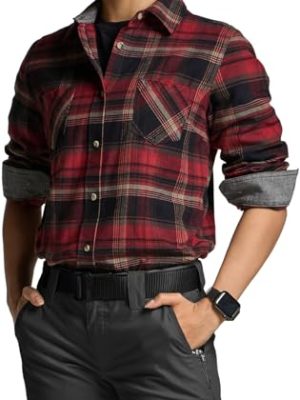 Women's Plaid Flannel Shirt Long Sleeve, All-Cotton Soft Brushed Casual Button Down Shirts