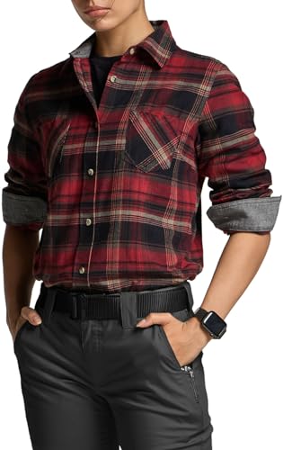 41m4JlGh8IL.jpg Women's Plaid Flannel Shirt Long Sleeve, All-Cotton Soft Brushed Casual Button Down Shirts