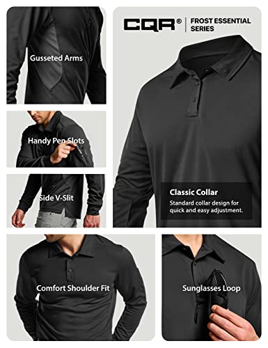 Men's Polo Shirt, Long Sleeve Tactical Shirts, Outdoor UPF 50+ Pique Shirt, Dry Fit Lightweight Golf Shirts