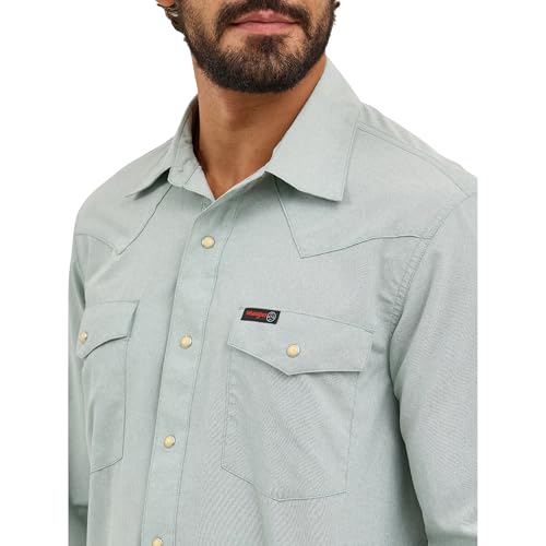 by Wrangler Men's Western Drover Button-Down Shirt, Iceberg Green