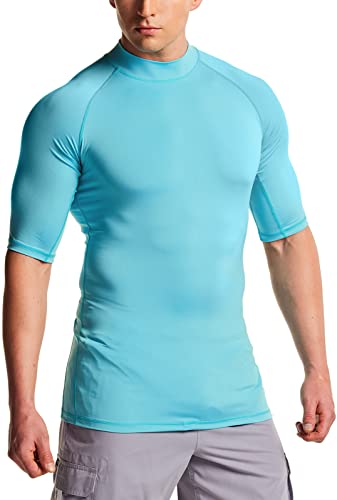 41oEPxL-UjL.jpg Men's Rash Guard Swim Shirts, UPF 50+ Quick Dry Mid/Short Sleeve Swimming Shirt, UV/SPF Water Surf Shirts