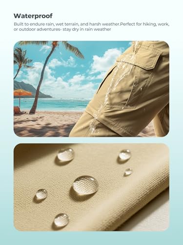 Men's Convertible Hiking Pants Waterproof Quick Dry Zip-Off Lightweight Tactical Multi-Pocket Outdoor Fishing Safari Trousers