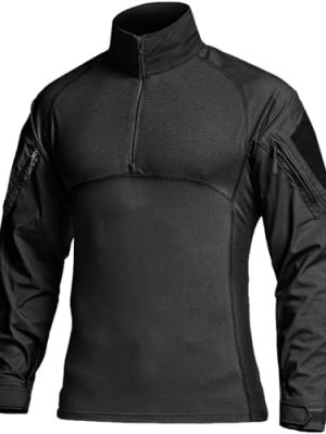 41pipf4U6zL.jpg Men's Combat Shirt Tactical 1/4 Zip Long Sleeve Military BDU Shirts Camo EDC Top with Pockets