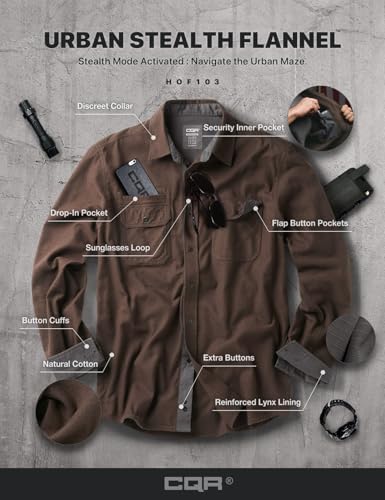 Men's Flannel Button Down Shirts, Soft Cotton Plaid Long Sleeve Tactical Work Shirt, Warm Outdoor Essential with Pocket