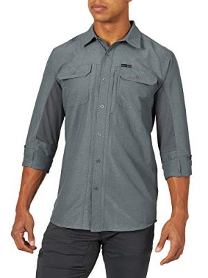 by Wrangler Men's Long Sleeve Mixed Material Shirt