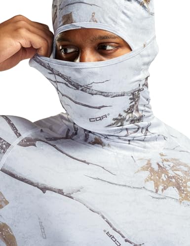 Men's Long Sleeve Workout Shirts Hoodie with Mask, UPF 50+ Cool Dry Fit Sports Compression Shirts