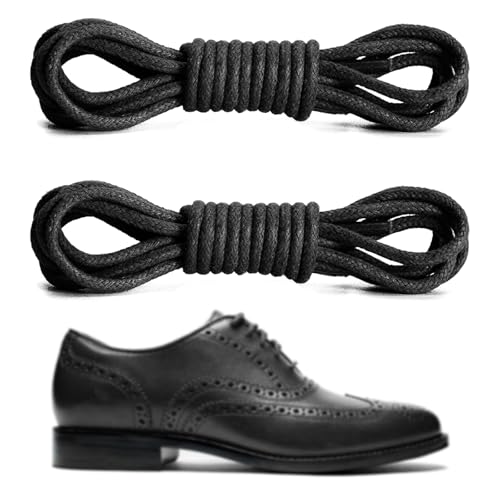 Waxed Shoe Laces for Cole Haan Business Oxford Boots, 3/32"(2.5mm) Dress Mens Chukka Shoelaces Replacement Strings