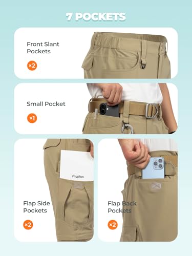 Men's Convertible Hiking Pants Waterproof Quick Dry Zip-Off Lightweight Tactical Multi-Pocket Outdoor Fishing Safari Trousers