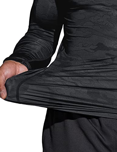 Men's UPF 50+ Compression Shirts, Cool Dry Long Sleeve Athletic Tops, Sports Baselayer Workout Shirt