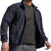 Men's Full-Zip Tactical Jacket, Soft Warm Military Winter Fleece Jackets, Outdoor Coats with Zipper Pockets
