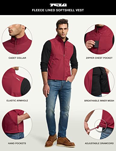 Men's Sleeveless Softshell Vest, Full-Zip Windbreaker Vest, Outdoor Golf Travel Hiking Vest