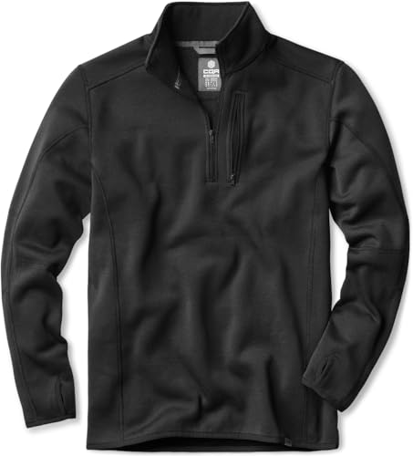 Men's Quarter Zip Utility Fleece Pullover, Outdoor Casual Thermal Sweater, Chest Zipper Pocket, Mock Neck Long Sleeve