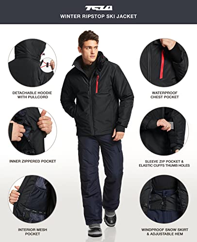 Men's Winter Ski Jacket, Waterproof Warm Insulated Snow Coats, Cold Weather Windproof Snowboard Jacket with Hood