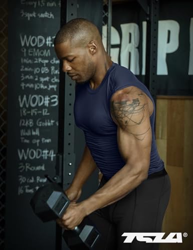 Men's Sleeveless Workout Shirts, Dry Fit Running Compression Cutoff Shirts, Athletic Training Tank Top