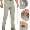 Men's Lightweight Fishing Pants with Belt 5 Zip Pockets Waterproof Quick-Dry Travel Hiking Outdoor Pants
