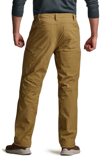 Men's Winter Fleece Lined Pants, Water-Resistant Outdoor Stretch Work Pants, Windproof Casual Pants with Pockets