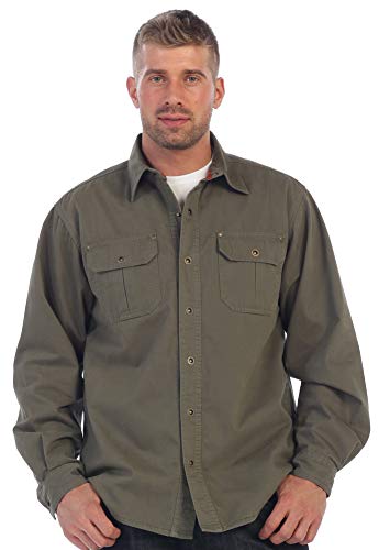 Men's 100% Cotton Brushed and Soft Twill Shirt Jacket with Flannel Lining