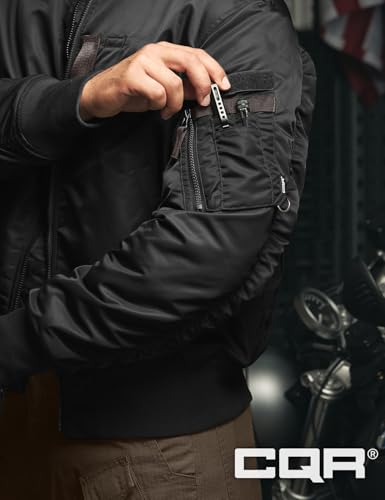 Men's Casual Bomber Jacket, Outdoor Fall/Winter Zip-Up Windbreaker, Water Resistant Padded MA-1 Flight Jacket with Pocket