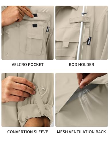 41zRqd6Oi3L.jpg Men's Sun Protection Fishing Shirts Lightweight Long Sleeve UPF 50+ Travel Work Hiking Shirts with Pockets