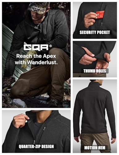 Men's Quarter Zip Utility Fleece Pullover, Outdoor Casual Thermal Sweater, Chest Zipper Pocket, Mock Neck Long Sleeve
