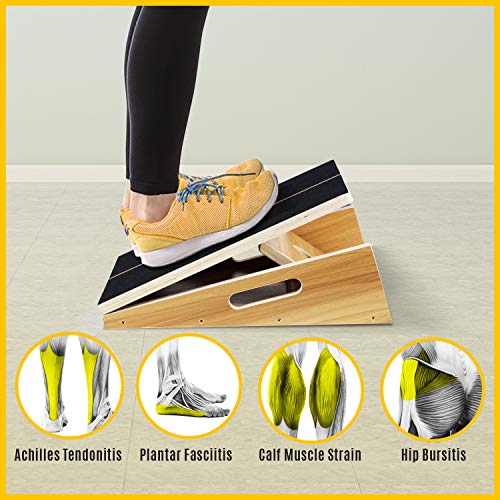 Professional Incline Board, Slant Board Calf Stretching, Squat Wedge and Anti-Slip Surface, Portable Side Handle