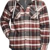 Men's Quilted Lined Flannel Hooded Shirt Jacket, Soft Warm Long Sleeve Outdoor Cotton Plaid Shirt Jackets