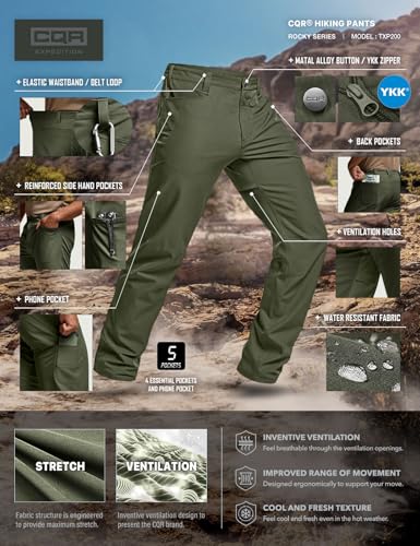 5183iCnShwL.jpg Men's Quick Dry Tactical Pants, Water Resistant Outdoor Pants, Lightweight Stretch Cargo Work Hiking Pants
