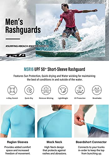 519DQdNG3HL.jpg Men's Rash Guard Swim Shirts, UPF 50+ Quick Dry Mid/Short Sleeve Swimming Shirt, UV/SPF Water Surf Shirts