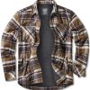 51BniPIbswL.jpg Men's Plaid Flannel Shirt Jacket, Long Sleeve Soft Warm Sherpa/Quilted Lined Jacket, Outdoor Button Up/Zip-Front Jacket