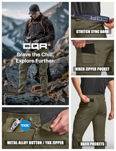 Men's Active Flex Tactical Pants, Water Resistant Lightweight Stretch Cargo Work Hiking Pants