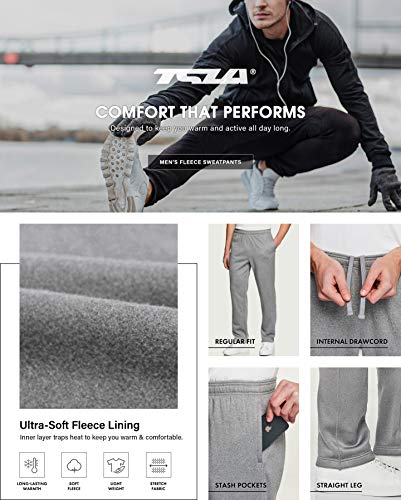 Men's Fleece Hiking Sweatpants, Thermal Regular Fit Sports Athletic Pants, Running Pants with Pockets