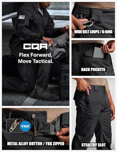 51EajesRA8L.jpg Men's Flex Stretch Tactical Pants, Water Resistant Ripstop Cargo Pants, Lightweight EDC Outdoor Work Hiking Pants
