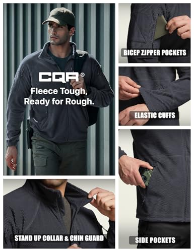 Men's Full-Zip Tactical Jacket, Soft Warm Military Winter Fleece Jackets, Outdoor Coats with Zipper Pockets