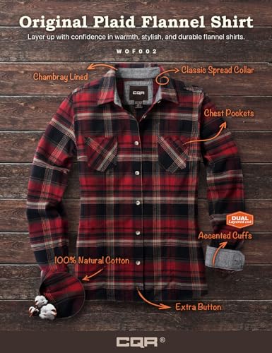 51HTbxoErAL.jpg Women's Plaid Flannel Shirt Long Sleeve, All-Cotton Soft Brushed Casual Button Down Shirts