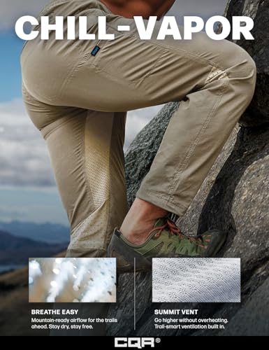 Men's Lightweight Vent Hiking Pants, Water-Resistant & Breathable Sports Outdoor Athletic Pants with Elastic Waist