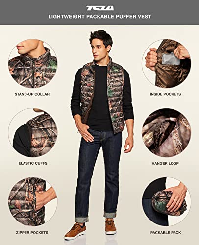 Men's Lightweight Packable Accent Puffer Vest, Water-Resistant Winter Outdoor Vests